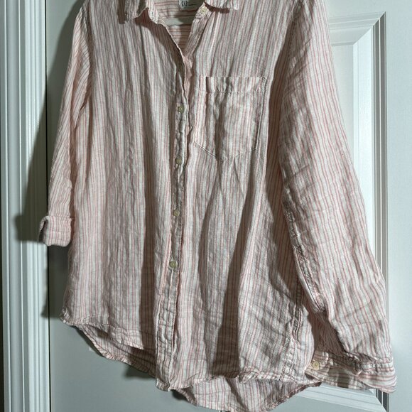 Gap Seersucker LS, Light Pink/White Stripes, Size M - Picture 7 of 7